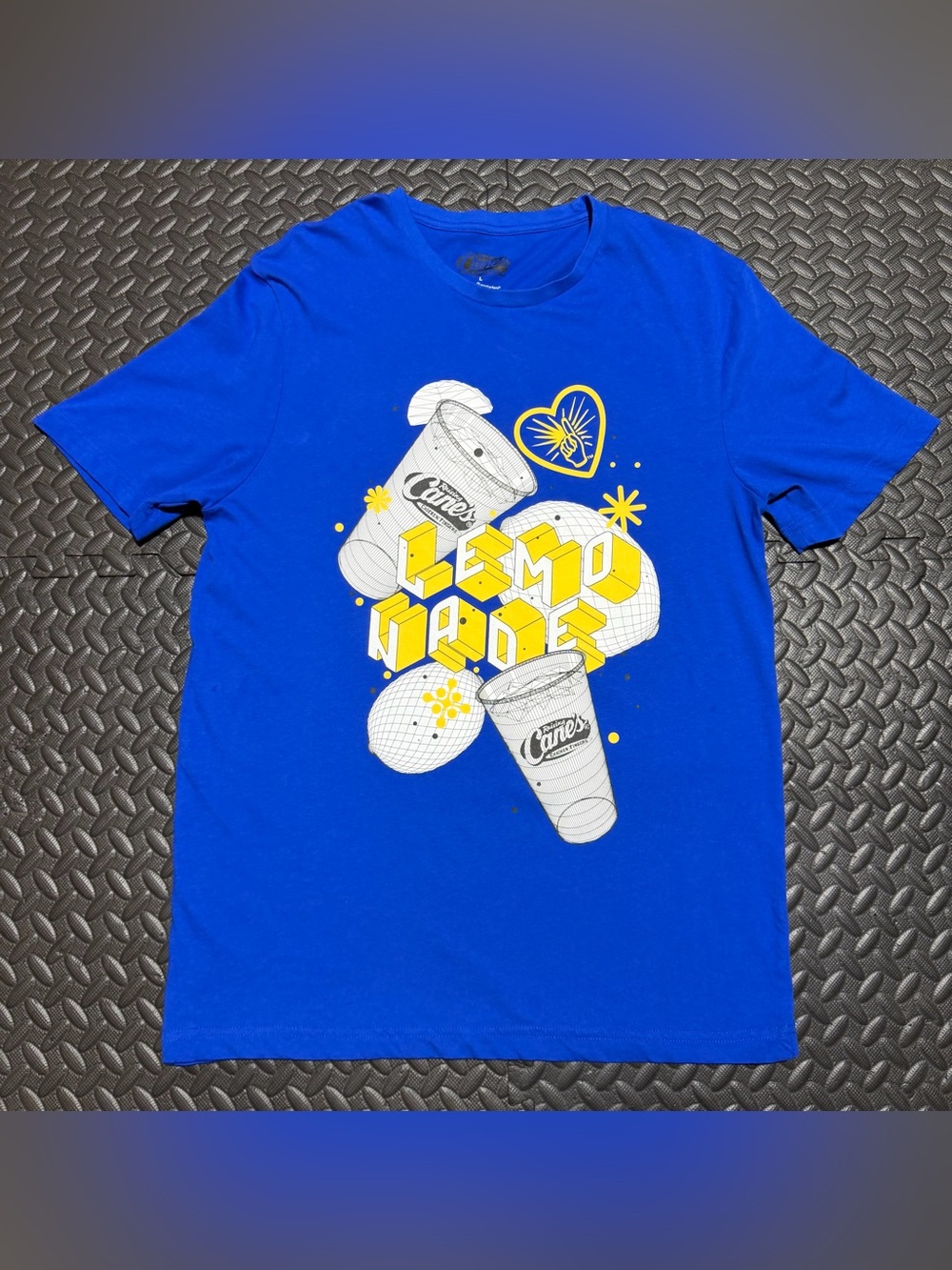 Raising Canes Chicken Fingers T Shirt Crew Blue Lemonade Drink Promo Mens Large